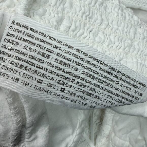 Abercrombie & Fitch White Halter Crop Top Smocked Backless Womens Sz L - Picture 7 of 10